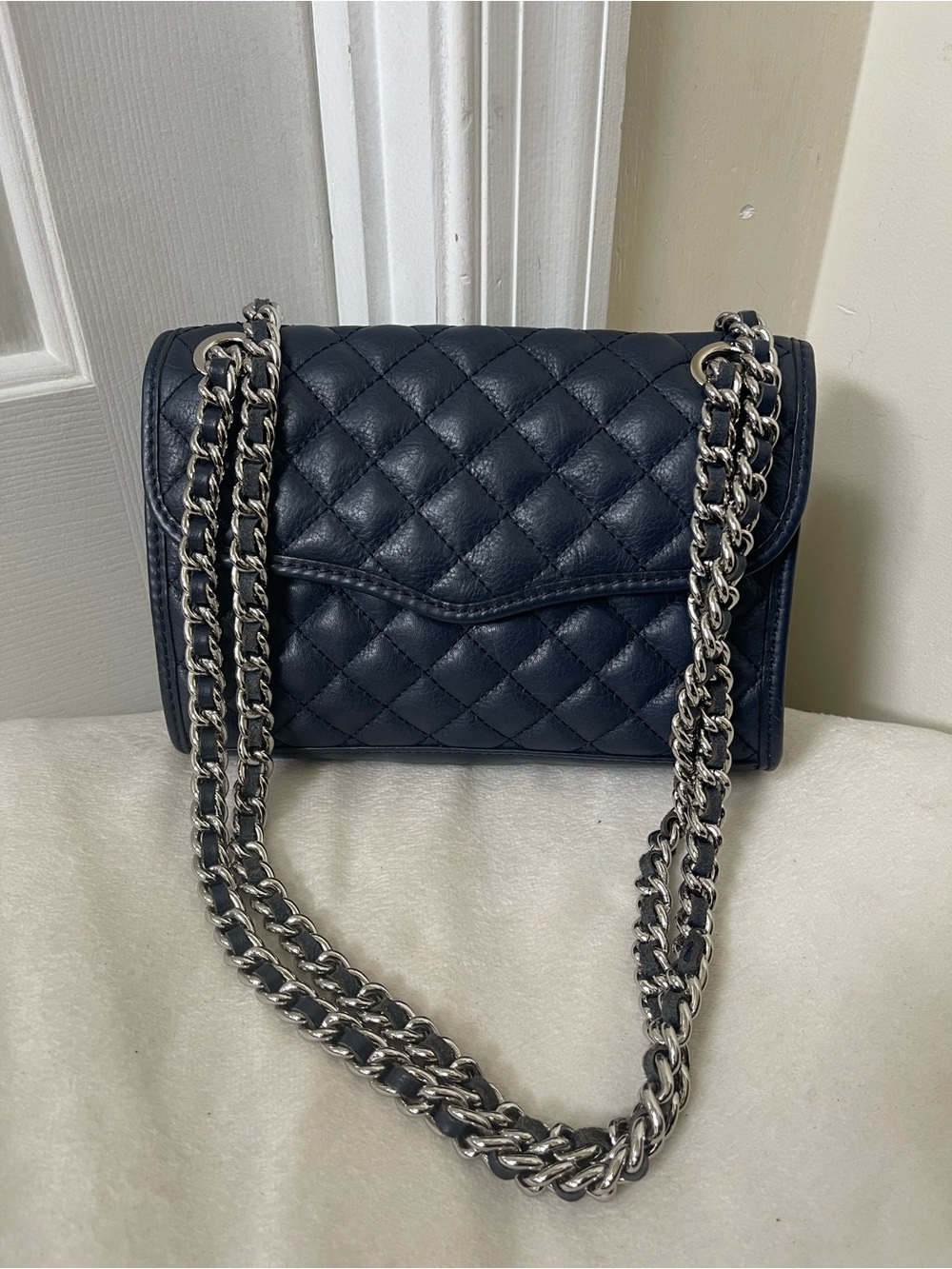 Rebecca Minkoff Quilted Navy Leather Chain Shoulder Bag